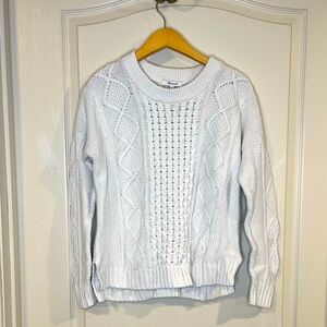 Madewell White Cable Knit Sweater